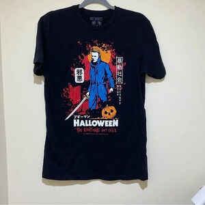 Mens Micheal Myers Halloween Black Short Sleeve unisex shirt size M Riot Society